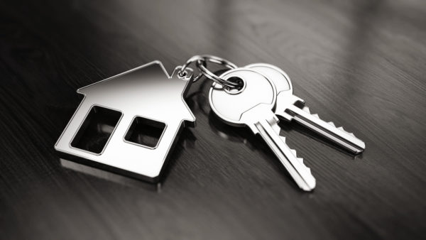 House keys with a home keychain