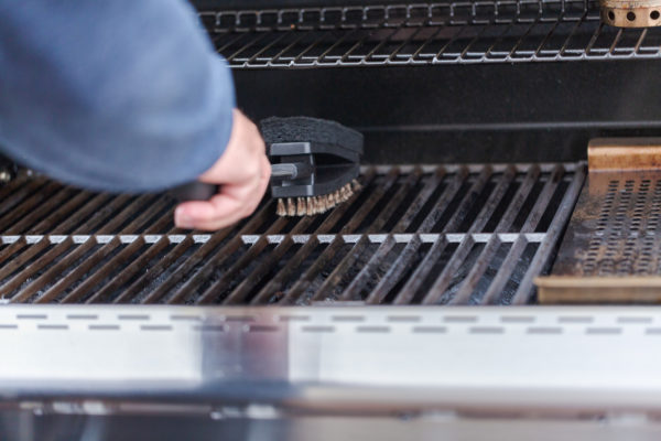 Cleaning a grill before storage